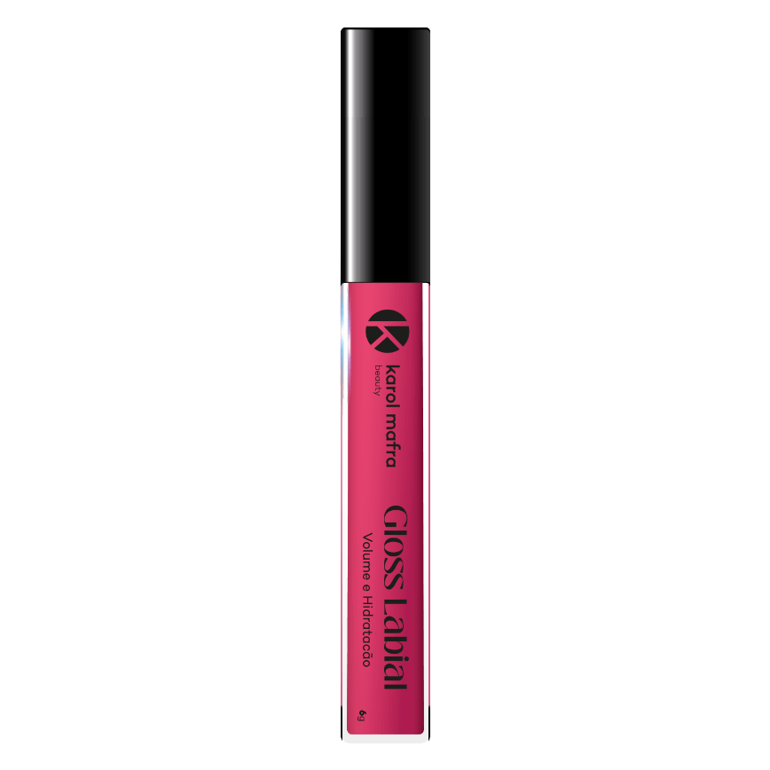 Gloss labial que promove volume e hidratação profunda D Pantenol, Vitamina E, Ácido Hialurônico, Sabor Morango